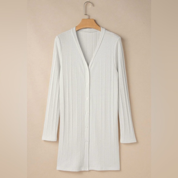 Cream Ribbed Cardigan - Picture 8 of 15